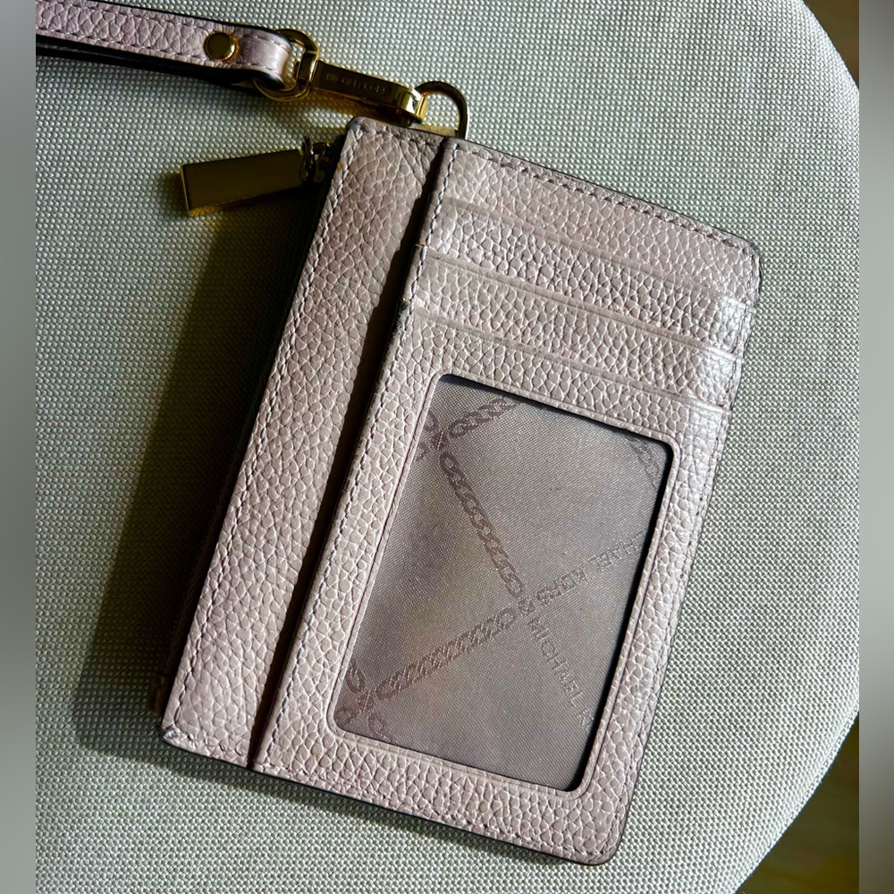 Michael Kors Pebbled Leather Wristlet Pouch Blush Pink Preloved - Picture 6 of 12